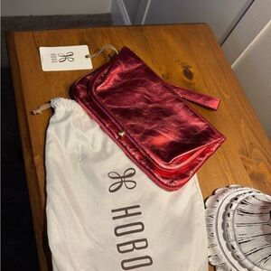 HOBO Shiny Red Wristlet Clutch